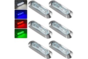 PSEQT 6Pcs 4LED RGBW Boat Courtesy Lights, 4-color 3.8'' Oval Waterproof Marine Interior Deck Transom Stern Navigation Lights for Pontoon Fishing Boat Bass Sailboat Kayak Yacht