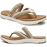 COFACE Womens Trendy Orthotic Flip Flops Lightweight Yoga Mat Thick Cushion Walking Thong Sandals Adjustable Slip On Slippers With Comfortable Plantar Fasciitis Arch Support