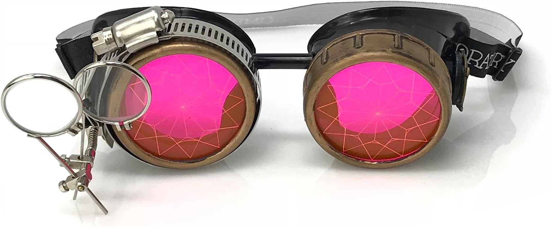 Steampunk Victorian Style Goggles with Compass Design & Ocular Loupe, Rave Glasses