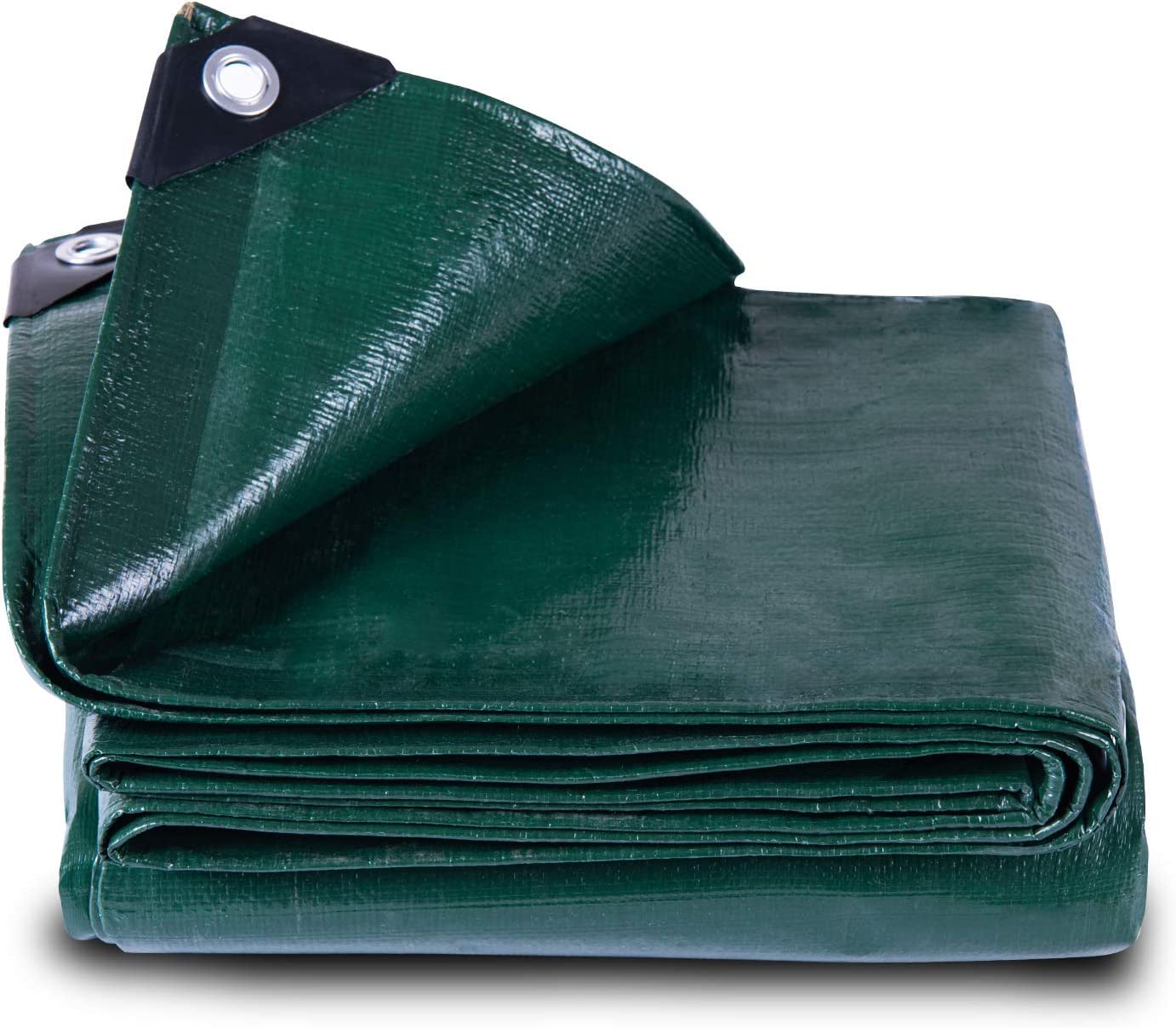 GZBtech Tarpaulin Waterproof Heavy Duty【4x4m 150g/m²】, Premium Quality Weatherproof Tarpaulin Sheet with Eyelets,PE Tarpauline for Table and Chairs/Chicken run/Wood Logs/Fish Pond/Pool Cover Green