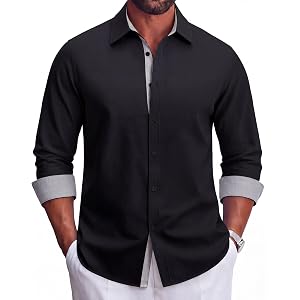 COOFANDY Men's Oxford Shirts Long Sleeve Button Down Shirt Casual Untucked Shirts for Men