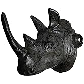 3GO 30GO Cast Iron Rhino Wall Hook - 3" Medieval Dcor Hanger for Coats & Keys, Rustic Western Farmhouse Decor with Mounting Hardware