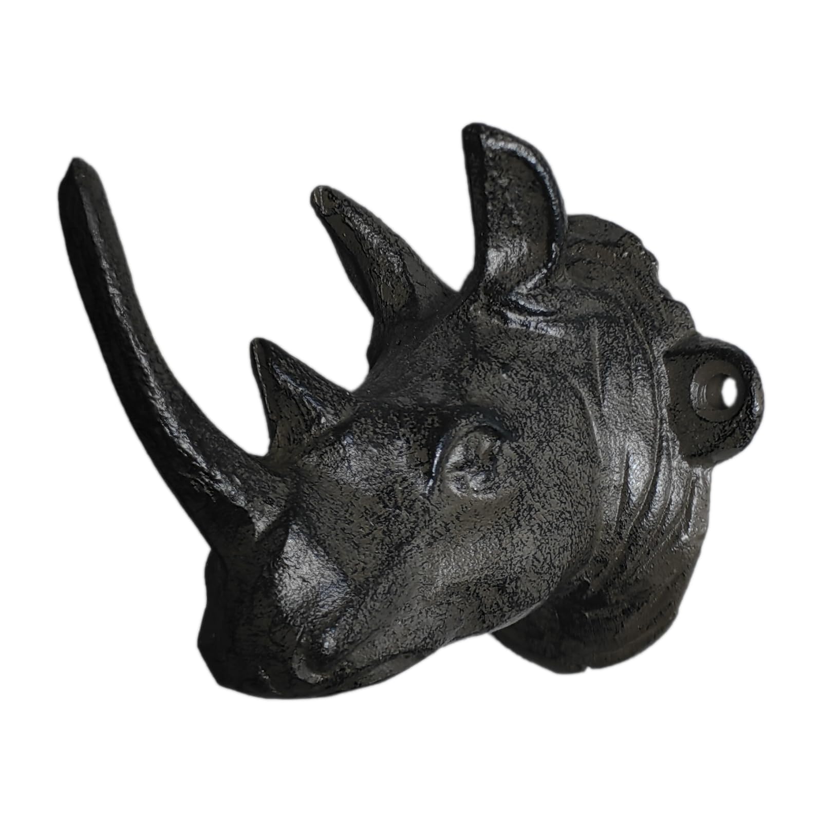 Photo 1 of **HORN IS BROKEN** 3GO 30GO Cast Iron Rhino Wall Hook - 3" Medieval Dcor Hanger for Coats & Keys, Rustic Western Farmhouse Decor with Mounting Hardware