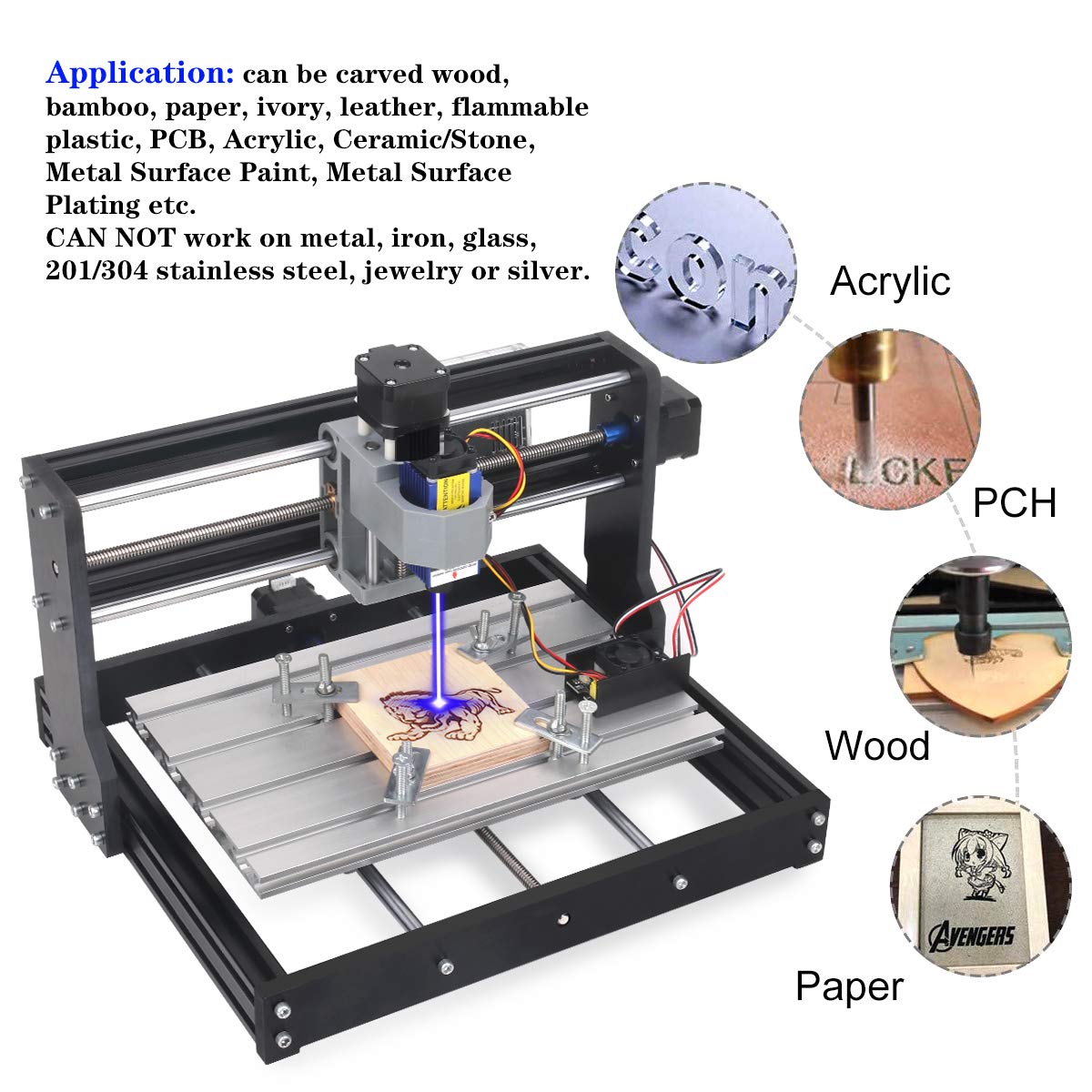 MYSWEETY DIY CNC 3018PRO 3 Axis CNC Router Kit with 7000mW 7W Module