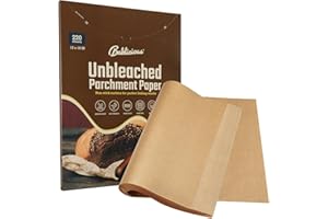220 Pcs Unbleached Parchment Paper Baking Sheets, Baklicious Pre-Cut Heavy Duty Parchment Baking Paper for Air Fryer, Oven, B