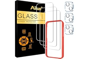 Ailun 3 Pack Screen Protector for iPhone 15 [6.1 inch] + 3 Pack Camera Lens Protector,Case Friendly Tempered Glass Film,[9H H