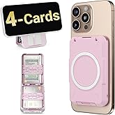 PROfezzion Double Sided Magnetic Phone Wallet, RFID Blocking Snap-on Hard Shell Card Holder 4-Cards Designed for MagSafe Compatible with iPhone 17 16 15 14 13 12 Pro Max & MagSafe Case (0.5" Thick)