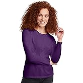 Hanes Womens Originals Long Sleeve Cotton T-Shirt, Lightweight Crewneck Tee, Modern Fit