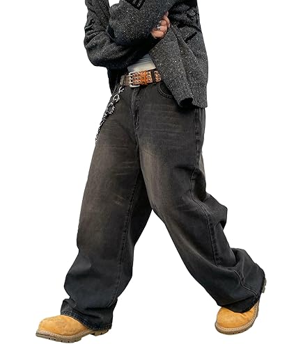 Men Normcore Jeans Grunge Y2k Pants with Pockets Straight Leg