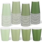 URATOT 60 Pieces 9 Ounce Sage Green Paper Cups Gradient Color Disposable Coffee Cups Party Cups Beverage Drinking Cups for Party, DIY and Holiday Party Supplies