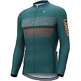 LAMEDA Men's Cycling Jersey Long Sleeve, Breathable Moisture Wicking Bike Shirt, Lightweight Biking Shirt with 3 Rear Pockets