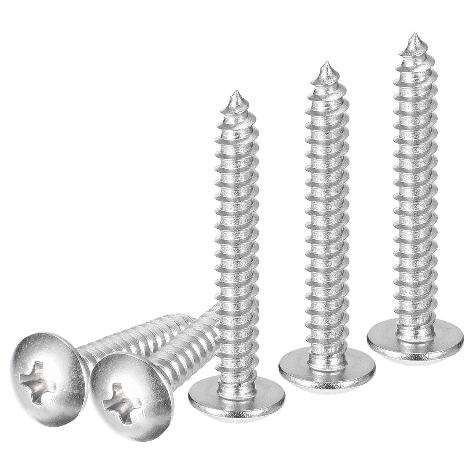 DTGN #8x1-1/4 Sheet Metal Screws - 50 Pack - for Wood, Furniture - 304 Stainless Steel Phillips Truss Head Self Tapping Tip Wood Screws - Silver