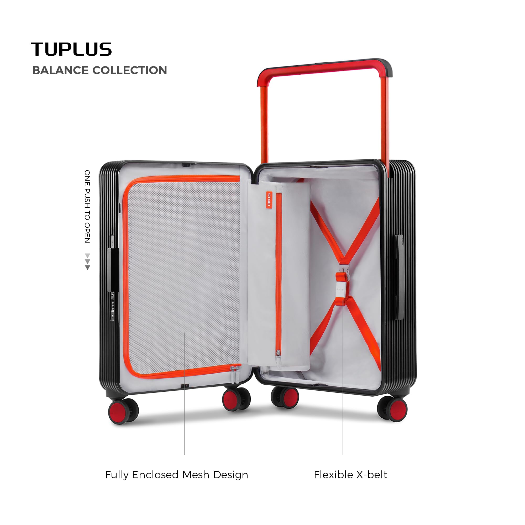 TUPLUS Suitcase ABS Hard Shell Luggage with 4 Spinner Wheels Hold Check in Travel Case, Balance Series