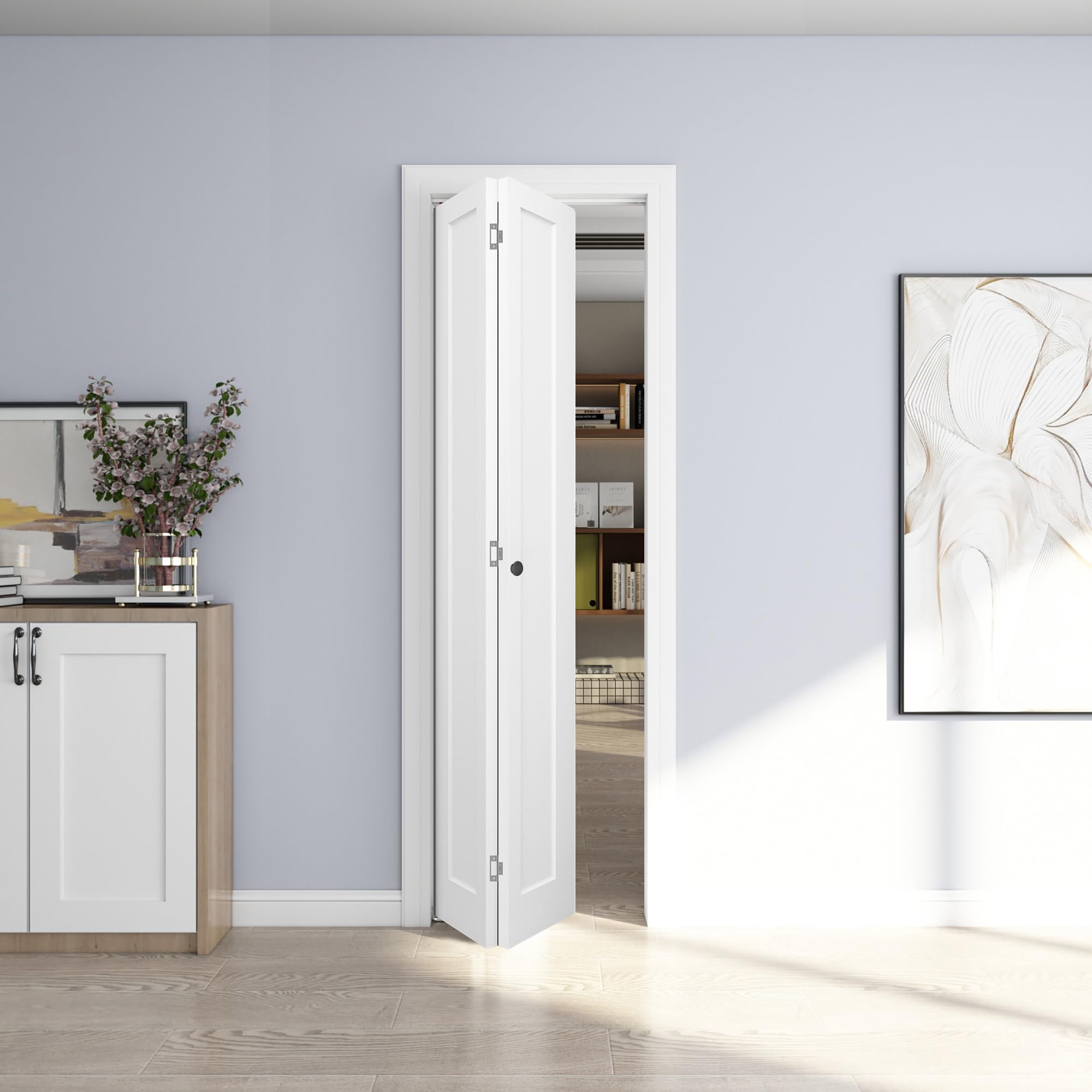 Photo 1 of **MISSING HARDWARE***JUBEST 24in. x 80in. Bifold Door, 1 Panel Primed Bifold Interior Doors, Hollow Core Bi Fold Closet Door with Hardware Kit Include, Folding Doors for Laundry, Pantry & Bedroom