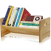 Desktop Bookshelf Organizer, Wood Office Tabletop Book Storage Rack, Tilting Bookcase for Books/Magazine Display,Small Desktop Bookshelf,Desk Shelf