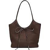 Vintage French Bow Tote Bag Large Capacity Hobo Bag Shoulder Bag Satchel Purse Chic Underarm Bag for Women Girls