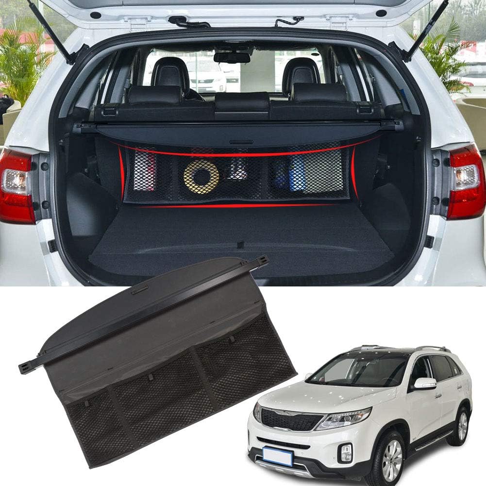 Amazon Com Marretooauto Patent Design With Storage Net Interior Rear Trunk Cargo Cover Tonneau Covers Fit Kia Sorento 2011 2012 2013 Home Improvement