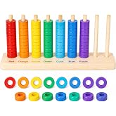 TFHUGFHG Montessori Wooden Color Sorting Stacking Toys, Montessori Toys Rainbow Rings Game with 70 Pieces, Fine Motor Skills Learning Toy, Educational Preschool Gift for Boys Girls Age 3 4 5+