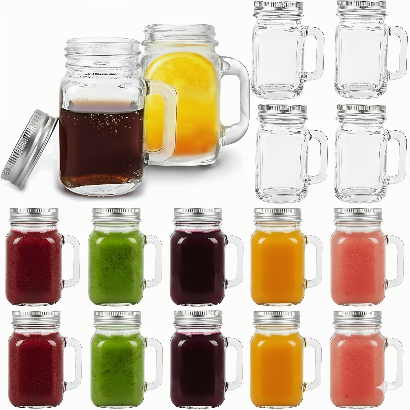 Kingrol 16 Pack 2oz Mini Mason Jar Shot Glasses with Lids, 60ml Glass Favor Jars for Drink, Dessert, Craft