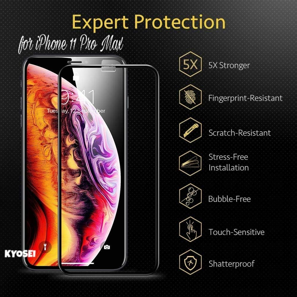 Kyosei's Ultra Clear Anti-Burst 9H Hardness Edge-to-Edge Tempered Glass Screen Protector for iPhone 11 Pro Max