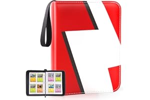 IMAOIY Card Binder 4 Pocket Trading Game Collection Album with 50 Removable Sleeves, Premium PU Holder Zipper, Trading Card Book Holder for Game Cards, Sports Cards, Baseball, Basketball, Football Cards