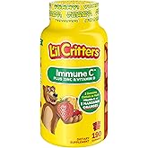 L’il Critters Immune C Daily Gummy Supplement Vitamin for Kids, for Vitamin C, D and Zinc for Immune Support, Orange, Lemon, Strawberry and Cherry Flavors, 190 Gummies (Packaging May Vary)