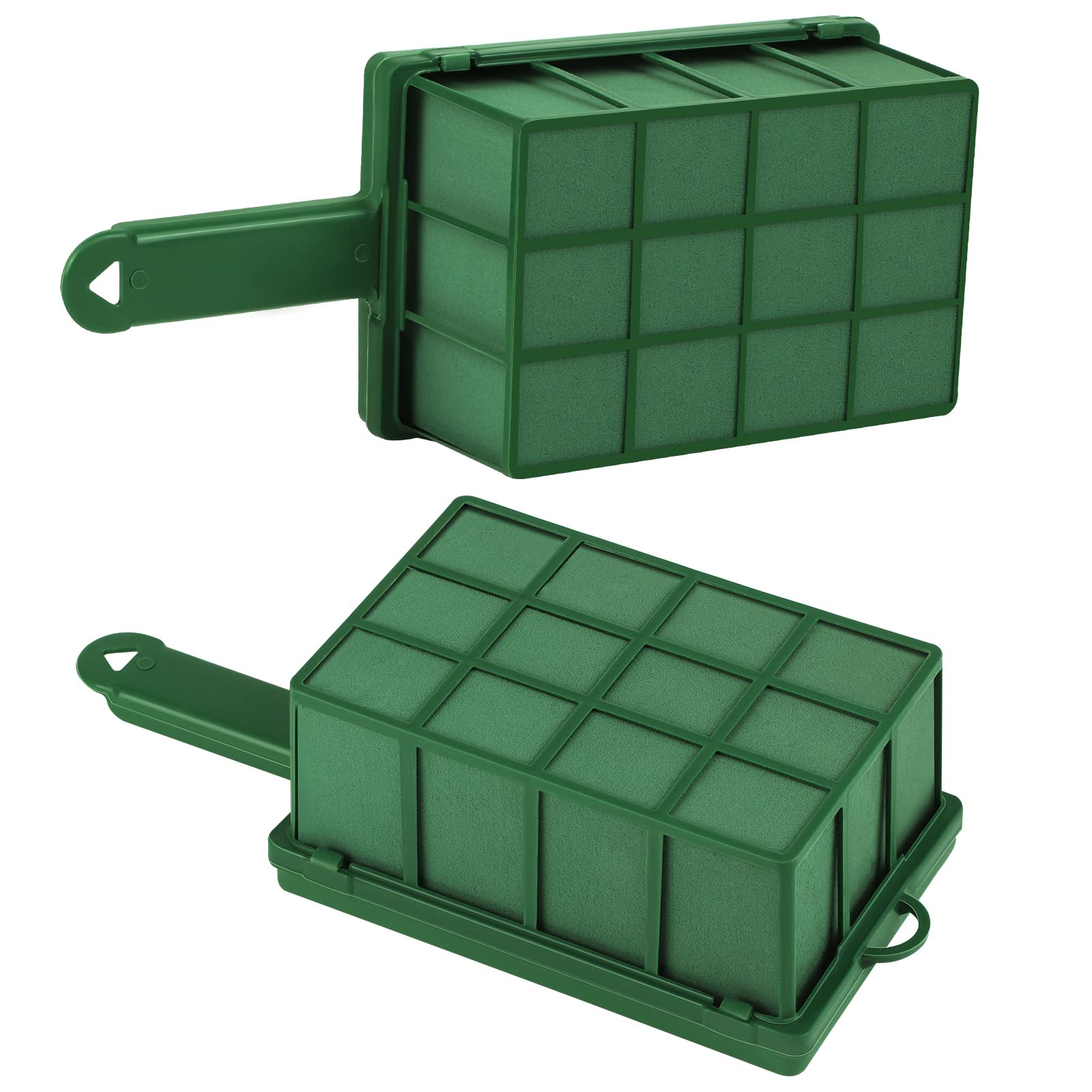 Photo 1 of Hahood 2 Pieces Floral Foam Cage with Floral Foam Flower Arrangement Foam Cage with Handle Rectangle Flower Foam Cage Holder for Fresh Flowers, Home Party Decoration, 11.8 x 4.9 x 3.1 Inches