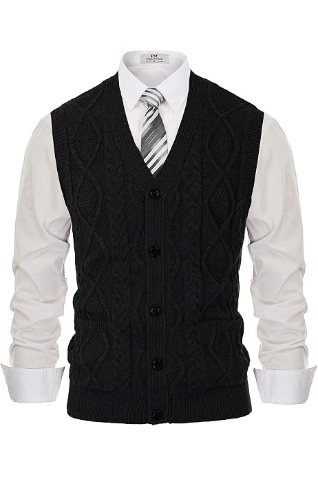PAUL JONES Mens Cable Knit Sweater Vest 