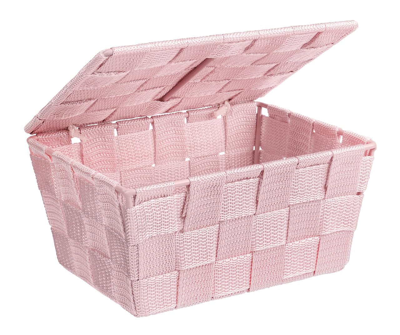 WENKO Storage basket Adria with lid in pink, PP, 19 x 14 x 10 cm