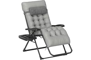 Outsunny Padded Zero Gravity Chair, Folding Recliner Chair, Patio Lounger with Cup Holder, Headrest, Adjustable Backrest, Rem