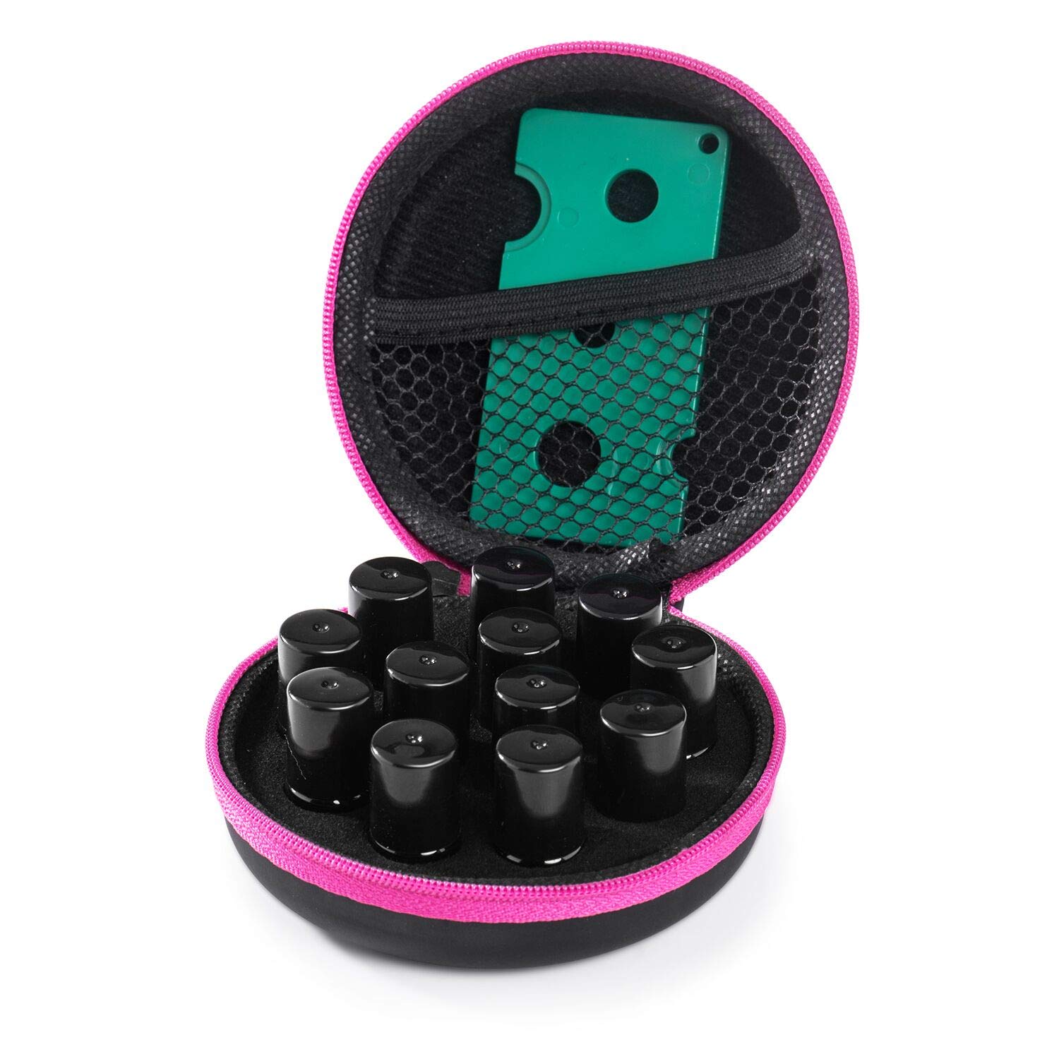 12 Pack Mini Roller Bottles Case, Hard Round Carrying Case Bag with