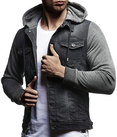 grey hoodie and denim jacket