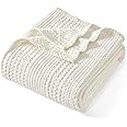 PHF Ultra Soft Waffle Weave Blanket Queen Size, Breathable & Lightweight, 90"x 90" Soft & Cozy Thin Blanket, Perfect for Summer & Hot Sleepers, Bed, Home Decor - Coconut White