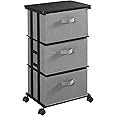 MAX Houser Dresser Tower with 3 Drawers,Fabric Dresser Drawer Organizer Unit,Dresser Chest with Wood Top,Vertical Storage Dresser,Small Dresser for Bedroom,Office,Grey
