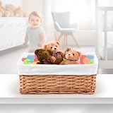 Woodluv Brown Wicker Storage Basket with Off White Lining Medium view 3