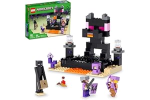 LEGO Minecraft The End Arena 21242, Player-vs-Player Battle Playset with Lava, Ender Dragon and Enderman Figures, Action Toys for Kids 8 Plus Years Old
