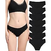 LEVAO Seamless Underwear for Women No Show Ice Silk Bikini Breathable Hipster Wavy Sides Invisibles Panties 7 Pack S-XL