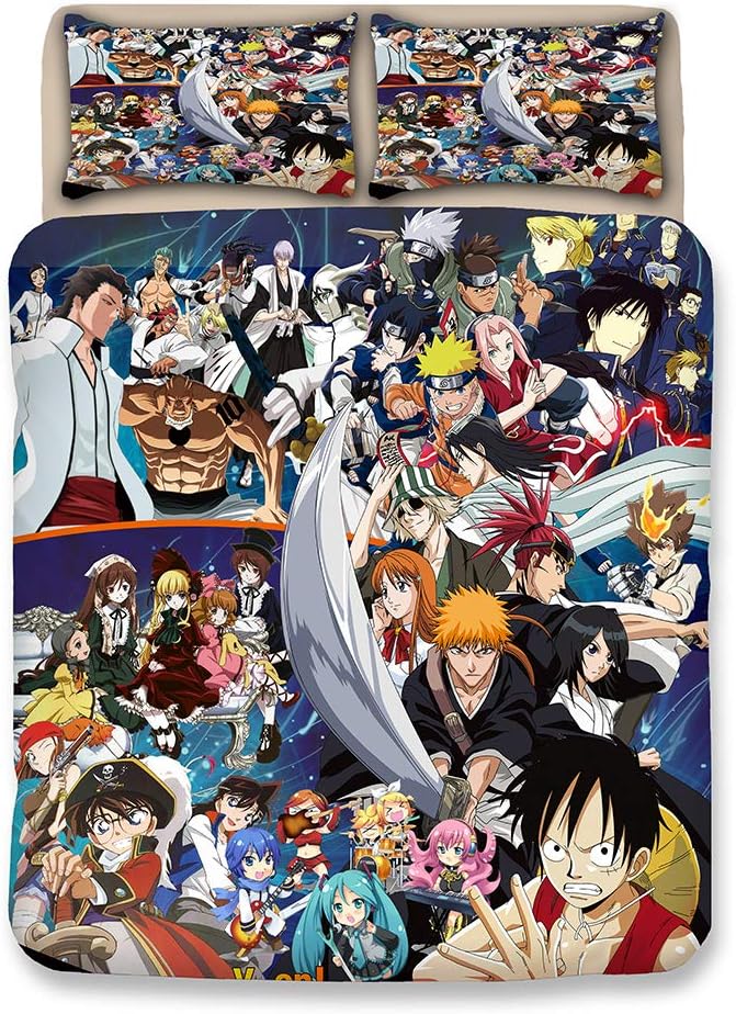 FJMM Anime Bedding Sets 3D Print Big Collection 3pcs Duvet Cover Set Soft(No Comforter),Twin