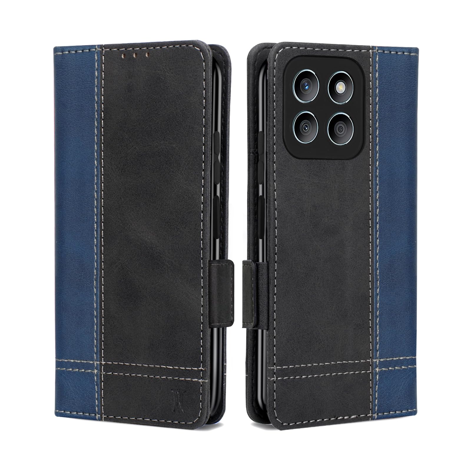 MAMA MOUTH For Honor X8b Phone Case, Magnetic Flip Leather Wallet Book Premium Case, Slim TPU Bumper Silicone Folio Stand for Honor X8b Cover, Shockproof Protective Case for Honor X8b Blue Black