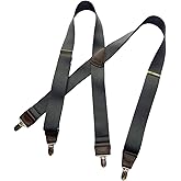 Hold-Up Casual Series Suspenders for Men In the Traditional X-Back Style with USA Patented No-Slip Clips