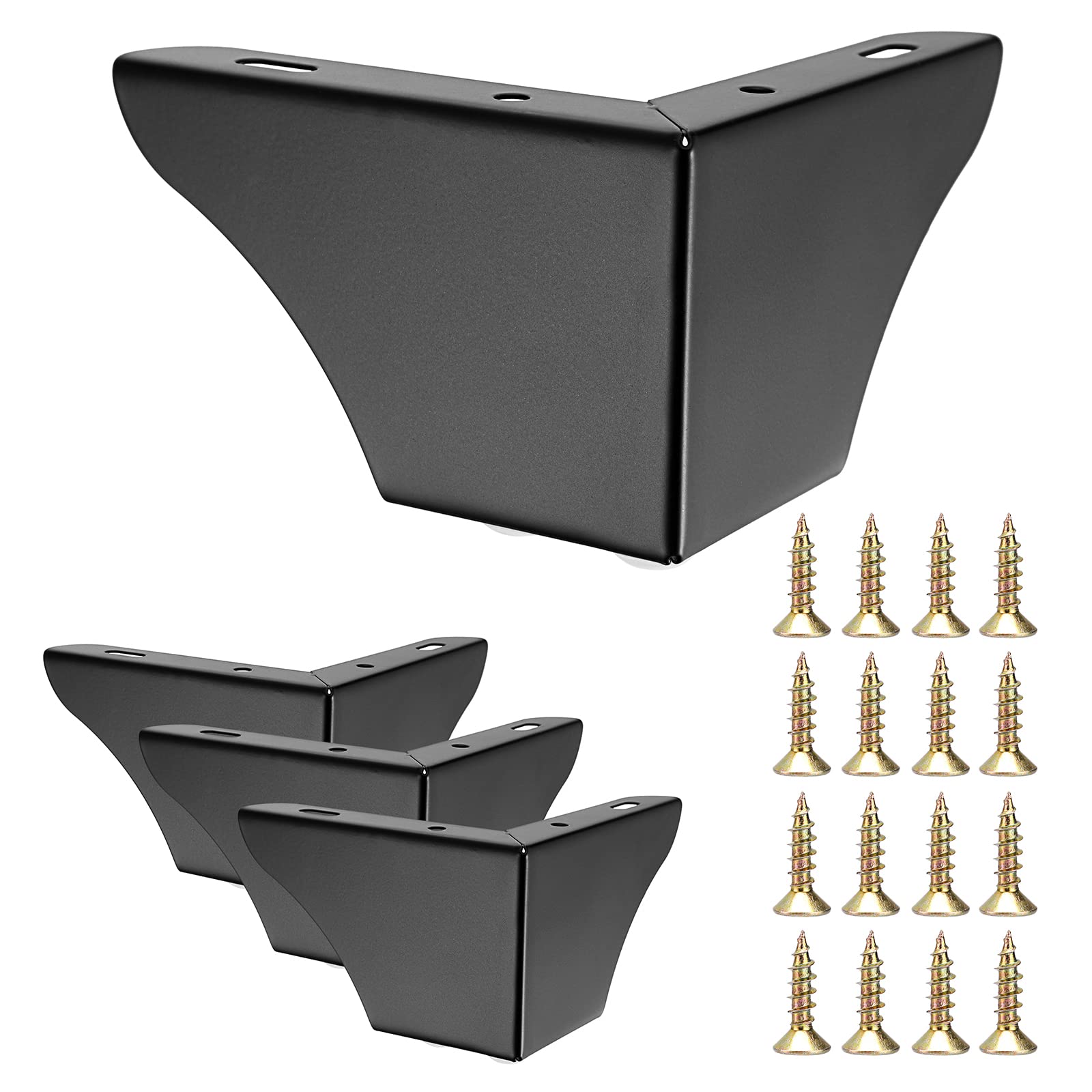 SUMNACON 4Pcs 7.5cm Metal Sofa Legs Wardrobe Leg Furniture Leg, Modern Solid Sofa Feet Cabinet Feet Table Legs for Replacement (Black)