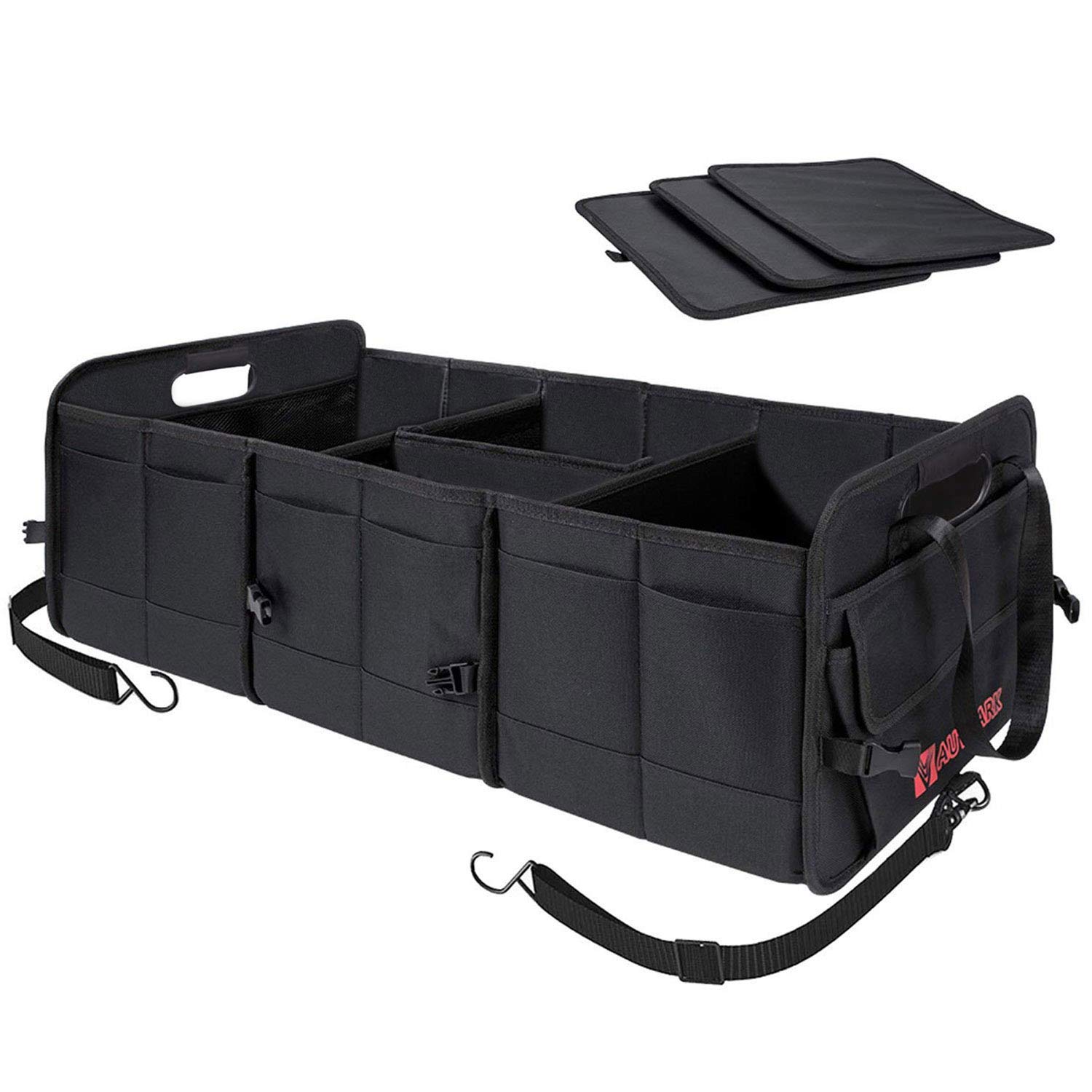 Photo 1 of AUTOARK Multipurpose Car Trunk Organizer with Straps,Non-Slip Waterproof Bottom,Durable Collapsible Adjustable Compartments Cargo Storage,Upgraded Handle,AK-072