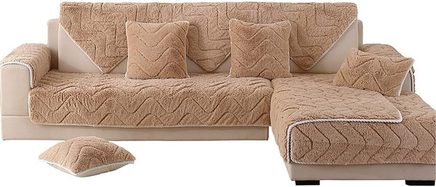 YPSM Couch Cover,Suede Thick Sectional Couch Covers,Solid Color Cotton