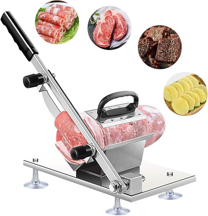Manual Frozen Meat Slicer, Stainless Steel Meat Cutter Beef Mutton Roll