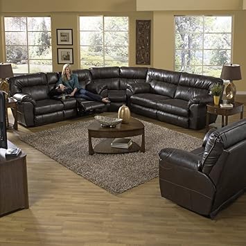 Amazon Com Catnapper Nolan Leather Reclining Sectional Kitchen