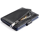 GAEKEAO Vegan Leather Wallet for Men Bifold Slim Men's Wallets with Zipper Change Pocket Card Holder RFID Blocking Purse
