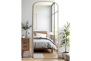 Antok Full Length Mirror, 59"x22" Floor Mirror Freestanding, Arched Floor Standing Large Mirror Full Body Mirrors with Stand for Bedroom, Hanging Mounted Mirrors for Living Room, Gold