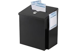 TOPZEA Suggestion Box With Slot and Lock, Wall Mounted Ballot & Donation, Metal Comment Collection Key Drop With 50 Free Card