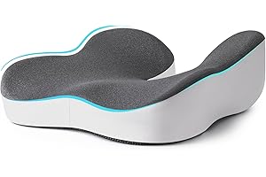 ANZHIXIU Pressure Relief Seat Cushion for Long Period Sitting on Office Chair, Wheelchair, Car Seat, Home Seat - Memory Foam Hemorrhoids Pillow for Hip, Tailbone, Coccyx, Sciatica Pain-Gray/White
