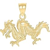 Jewels By Lux 10kt Yellow Gold Diamond-Cut Unisex Dragon Animal Charm Pendant
